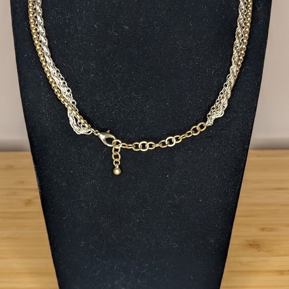 Multi chain silver and gold necklace - Picture 5 of 6